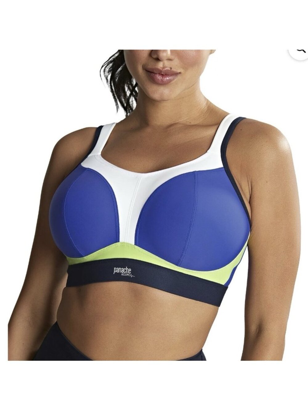 PANACHE Blue Colorblock Boundless Racerback Non-Wire Sports Bra US 32J, UK 32GG